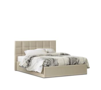 Epic - Letto matrimoniale tessile con base contenitore