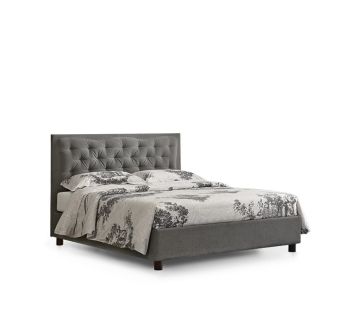 Lem - Letto matrimoniale tessile con base contenitore