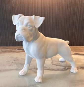 Statua in gesso bianco - Cane Boxer