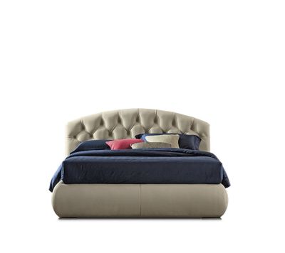 Corum - Letto matrimoniale tessile con base contenitore