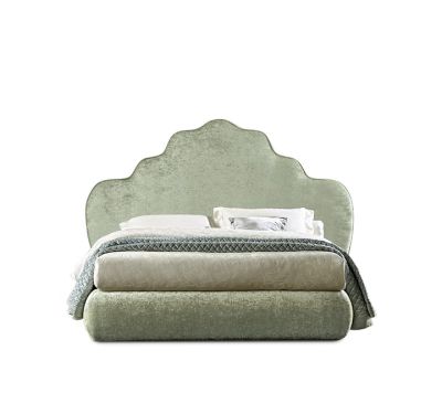 Opera Giglio - Letto matrimoniale tessile con base contenitore