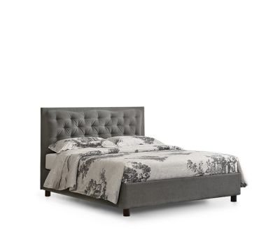 Lem - Letto matrimoniale tessile con base contenitore
