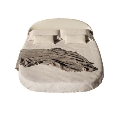Letto Roundy Fluttua - Pianale e testiera tessuto fissati a parete