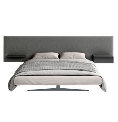 Letto Steel - Pianale freestanding e testata large fissata a parete 