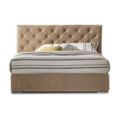 Beat - Letto matrimoniale tessile con base contenitore