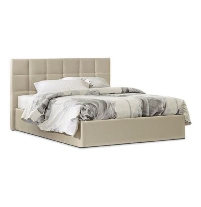 Epic - Letto matrimoniale tessile con base contenitore