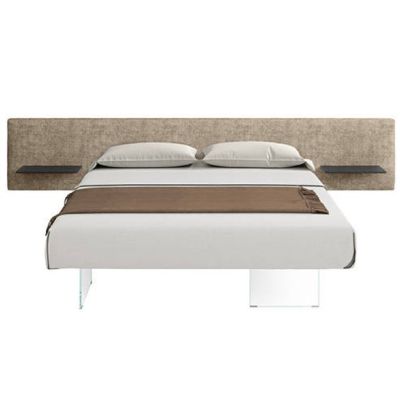 Letto Air - Pianale freestanding e testiera tessuto grande fissata a parete